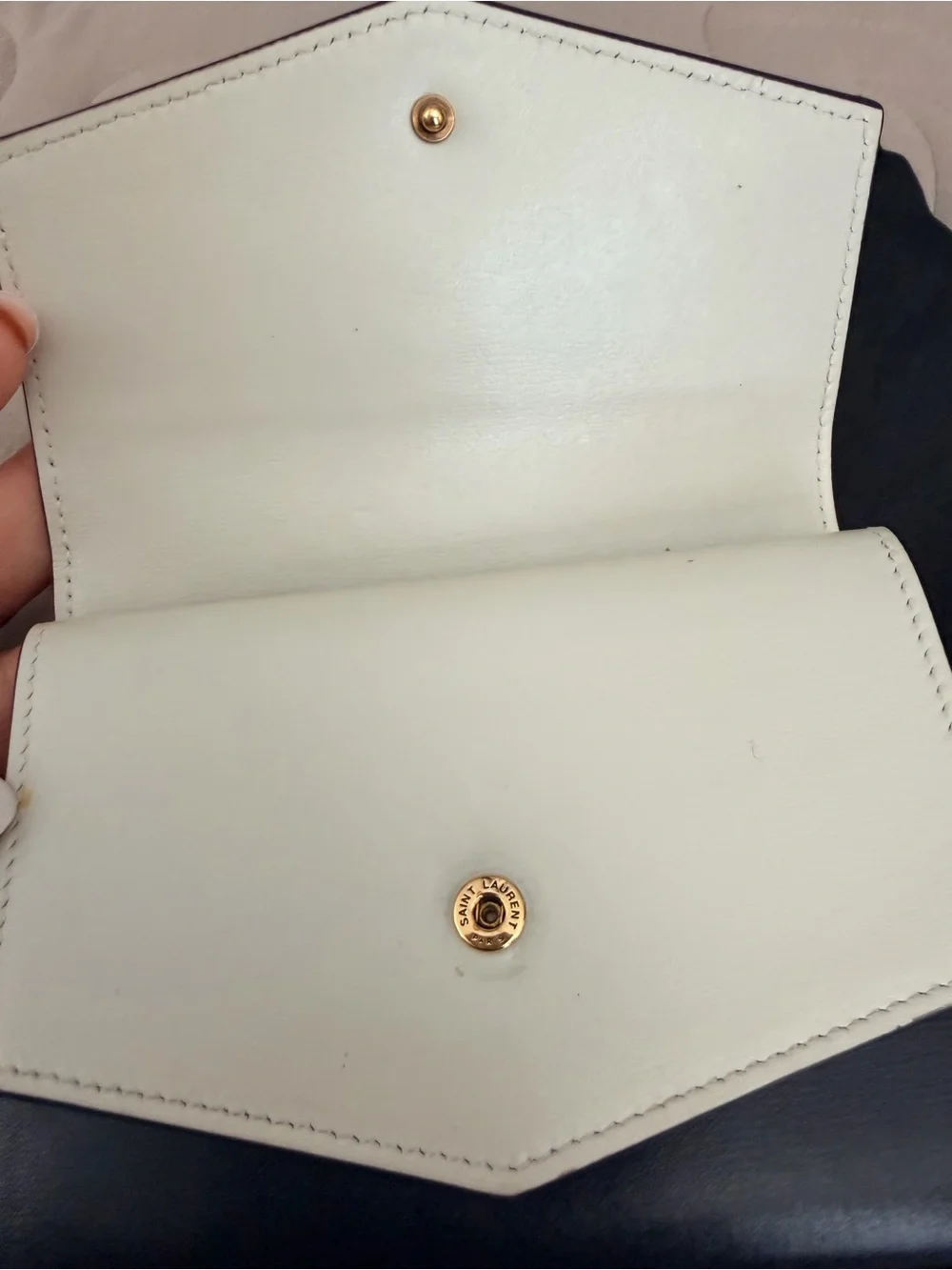 Rare YSL Sulpice multilayered Envelope Leather Wallet Black/Cream